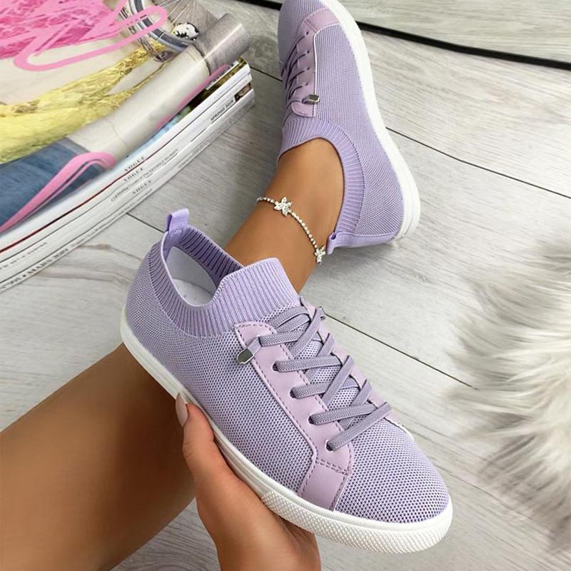 Casual Flat Heel Lace-Up Canvas Sneakers