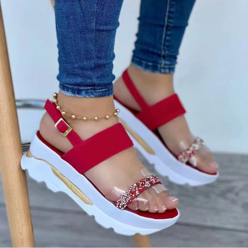Women‘s Comfort Platform Buckle Ankle Sandals