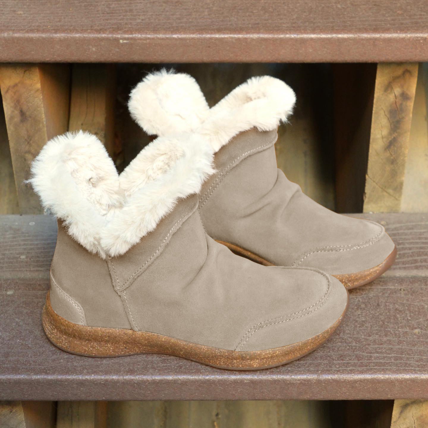 Women's Waterproof Suede Faux Fur Lining Arch Support Boots
