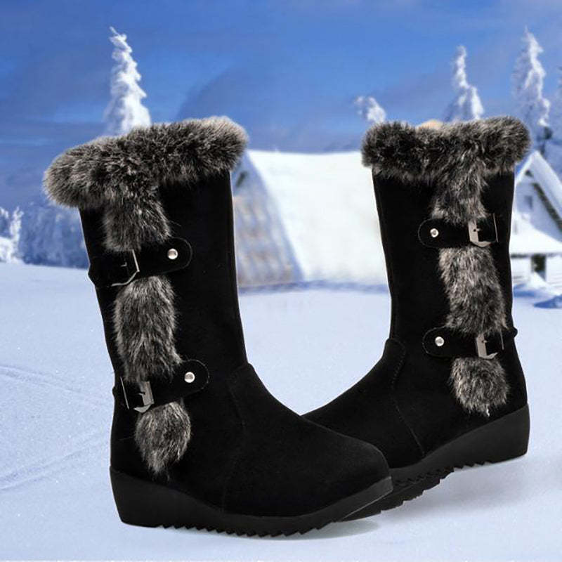 Furry Warm Women's Plus Cotton Suede Boots
