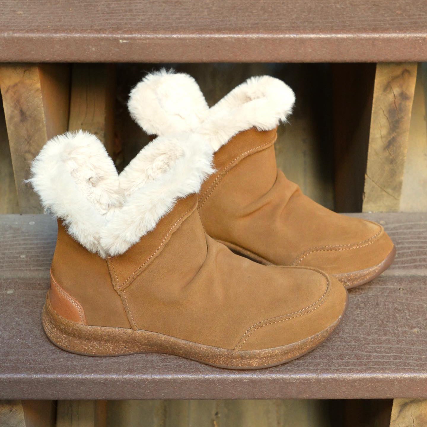 Women's Waterproof Suede Faux Fur Lining Arch  Support Boots