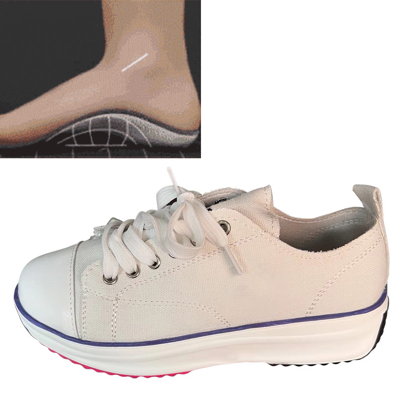 2022 women‘s round toe laceup platform arch support canvas shoes