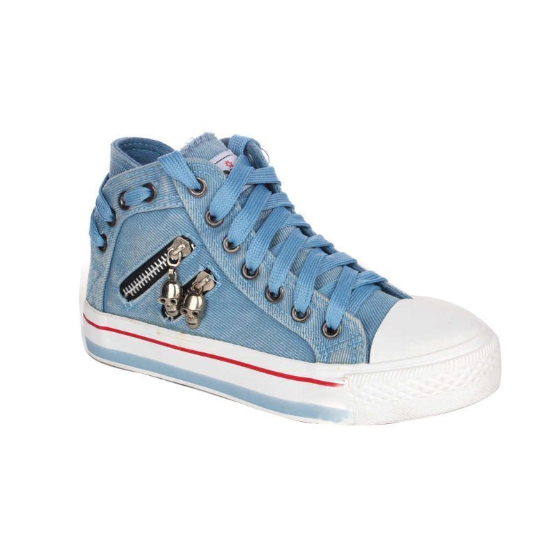 Women’s Denim Canvas Sneakers Shoes HighTop Back Laceup Design