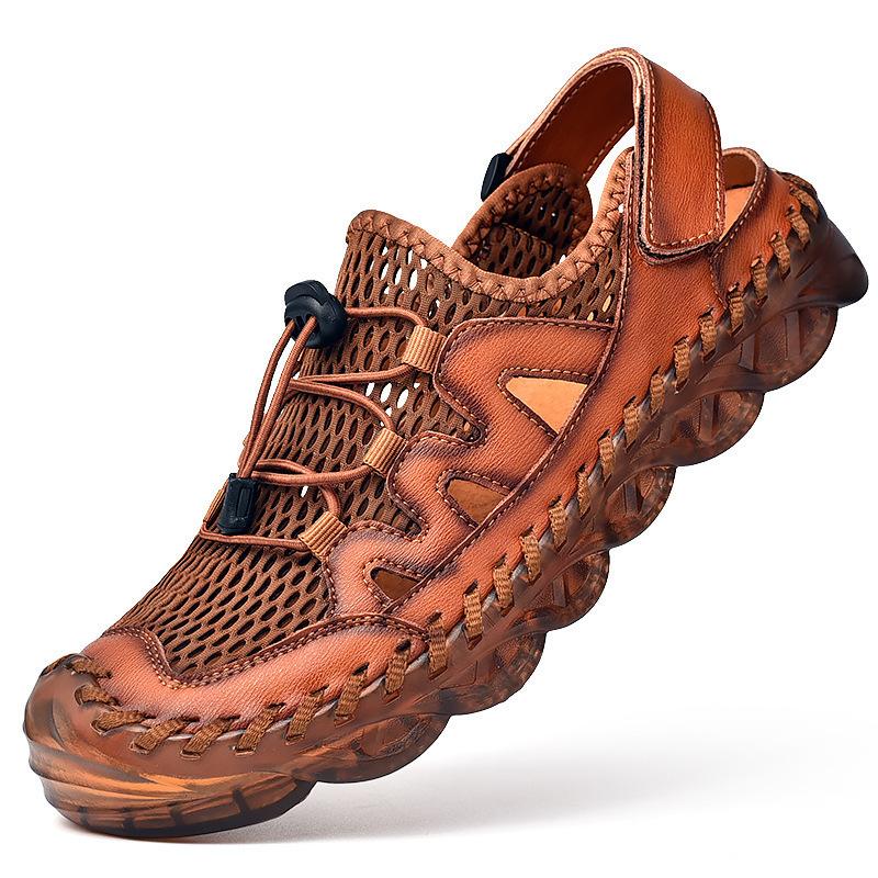  Men's Rubber Toe Cap Mesh Splicing Slippers Outdoor Water Sandals