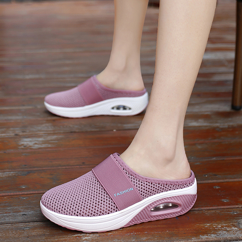 Grishay Women Daily Fly Knit Fabric Summer Air Cushion Mule Slippers