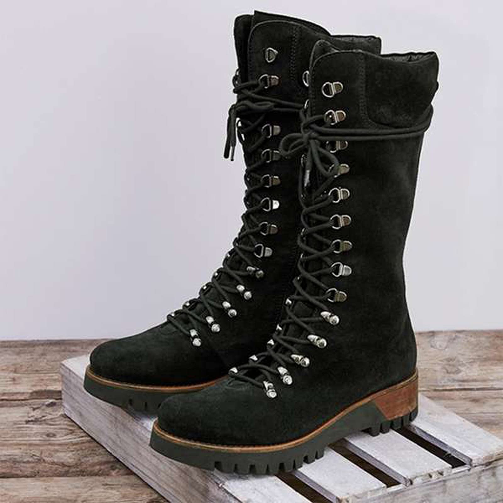 Women's Lace Up Suede Outdoor Warm Hiker Snow Boots