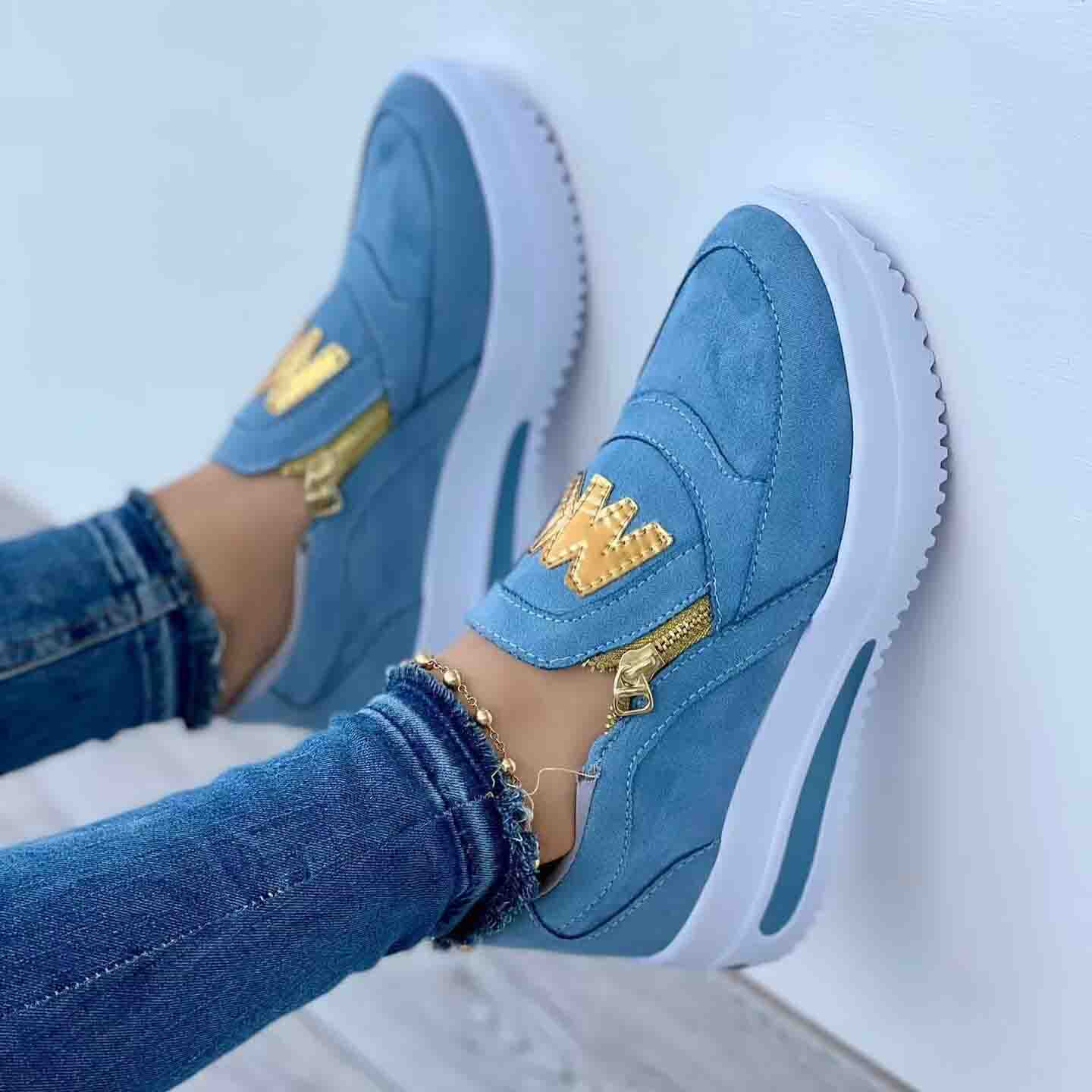 Casual Zipper Platform Sneakers for Women