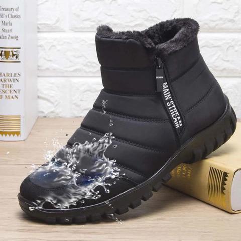 Men's Waterproof Warm Cotton Zipper Snow Ankle Boots