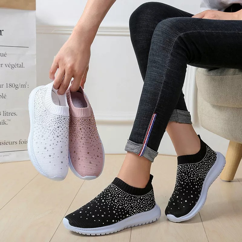 Libiyi Women's Crystal Breathable Slip-On Walking Shoes | Libiyi