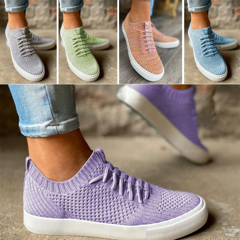 Sneakers Women Flats Knitted Shoes Casual Breathable Loafer