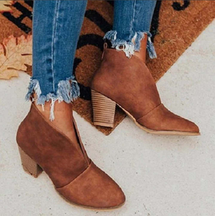 Cowboy Boots for Women Low Heel Wedge Ankle Boots