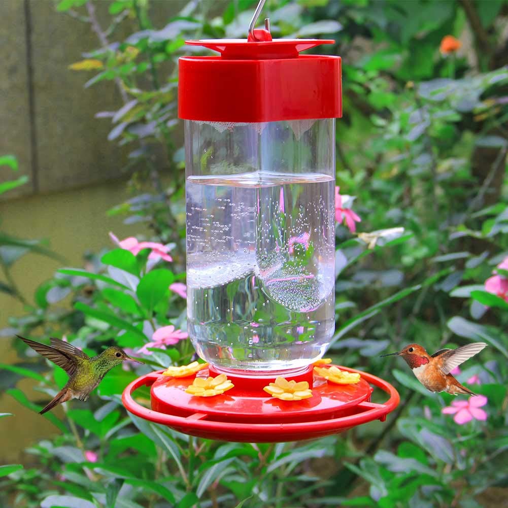 Hummingbird Feeder, Big Bottle Bird Feeders, 8 Feeding Stations, Red,