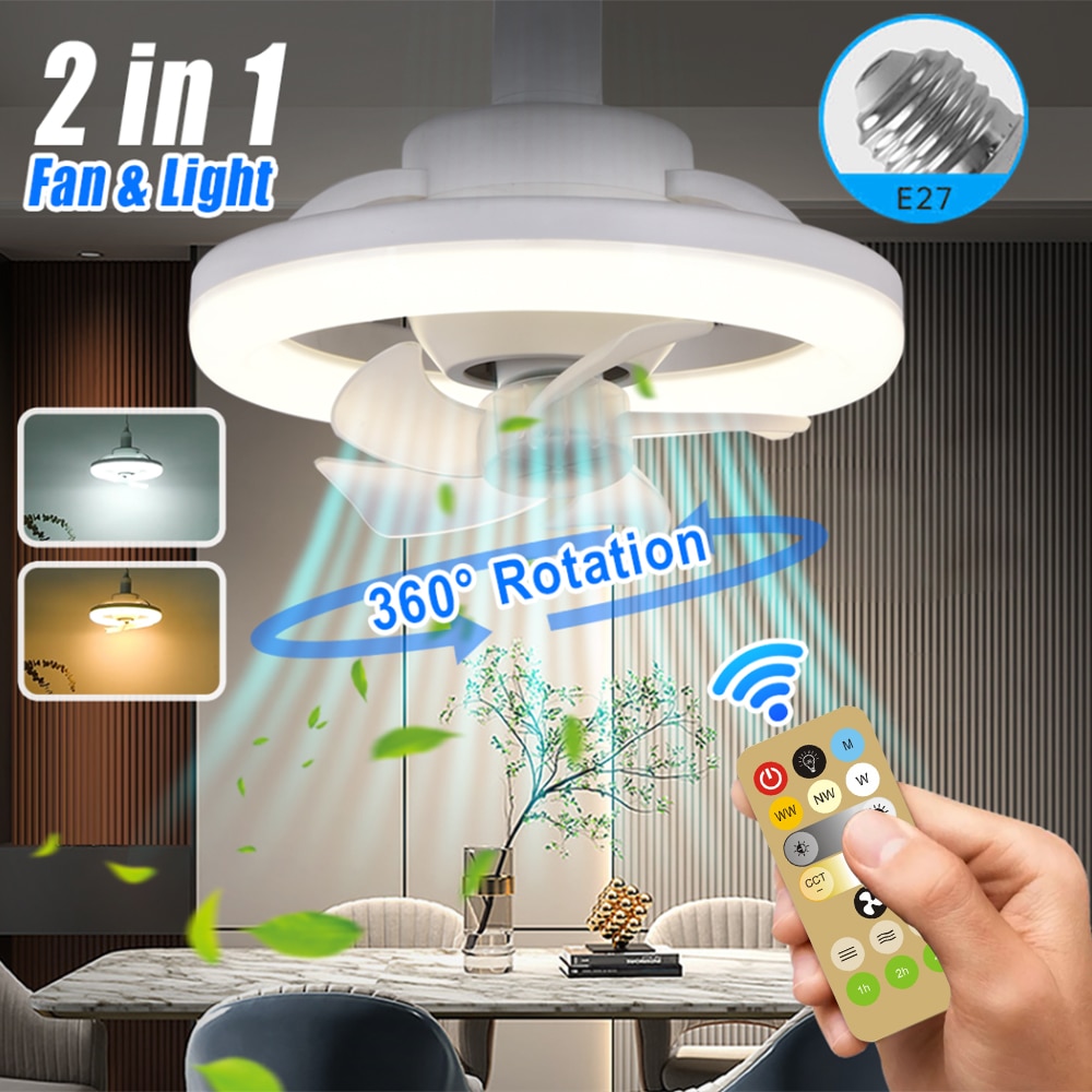 Ceiling Fan With Light LED 360° Adjustable