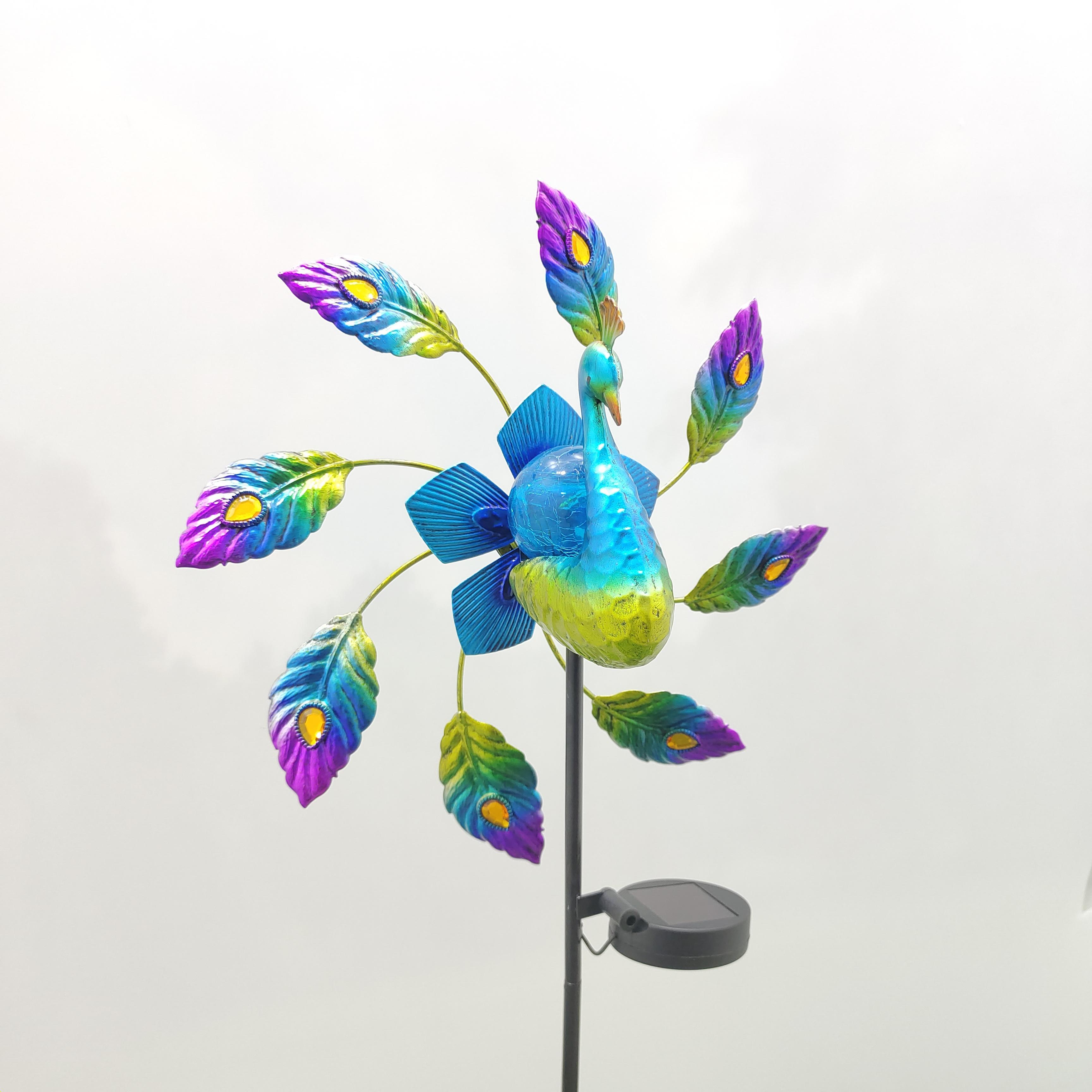 Solar-Powered Windmill Peacock Light