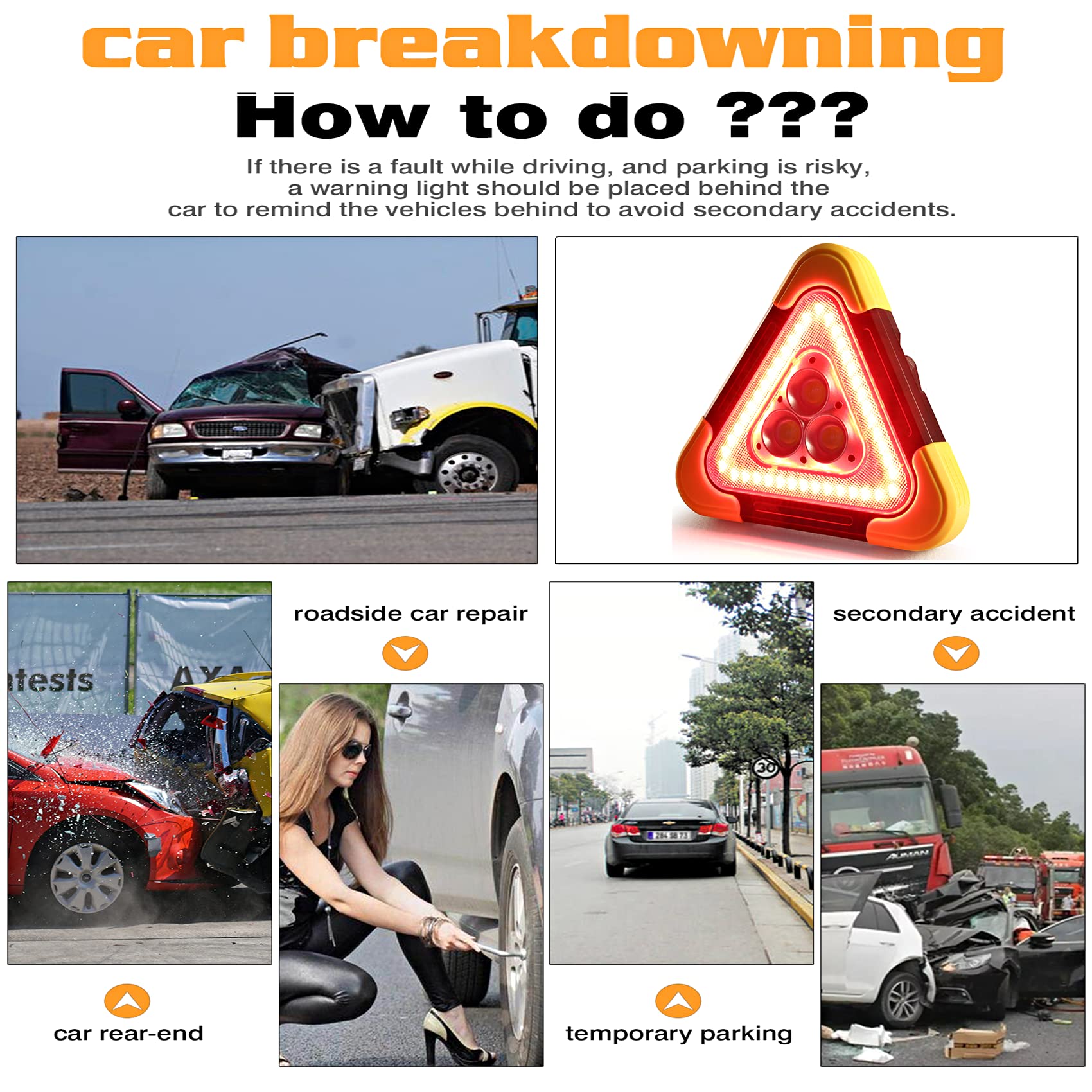 🔥Hot Sale 🔥 3-IN-1 Emergency Triangular Roadside Warning Light