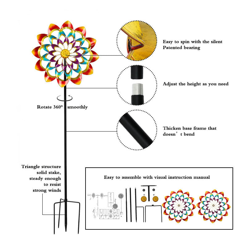 Zinnia Flower Hanging Wind Spinner