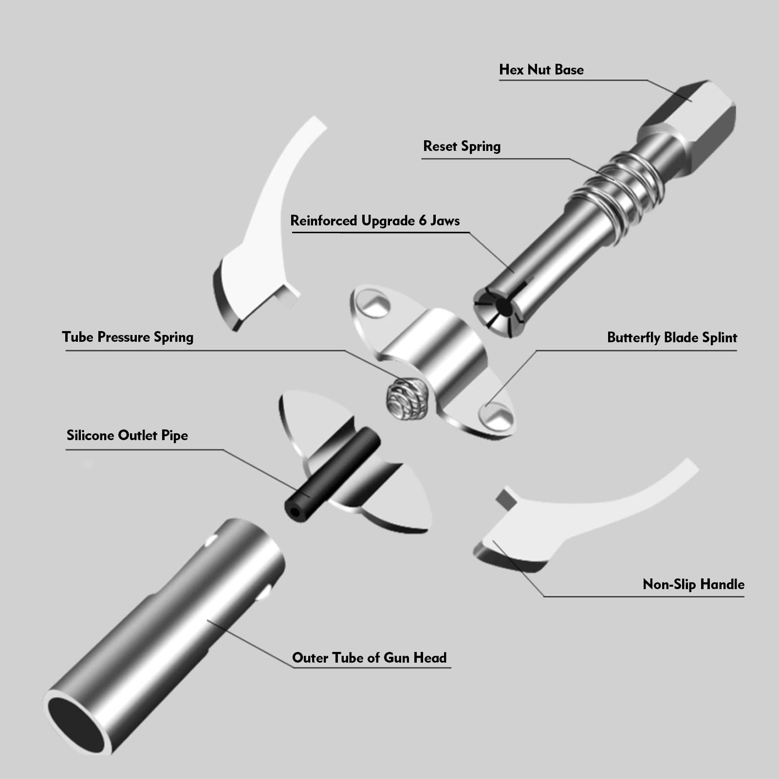 Strong Lock on Grease Couplers with Spring Flex Hose