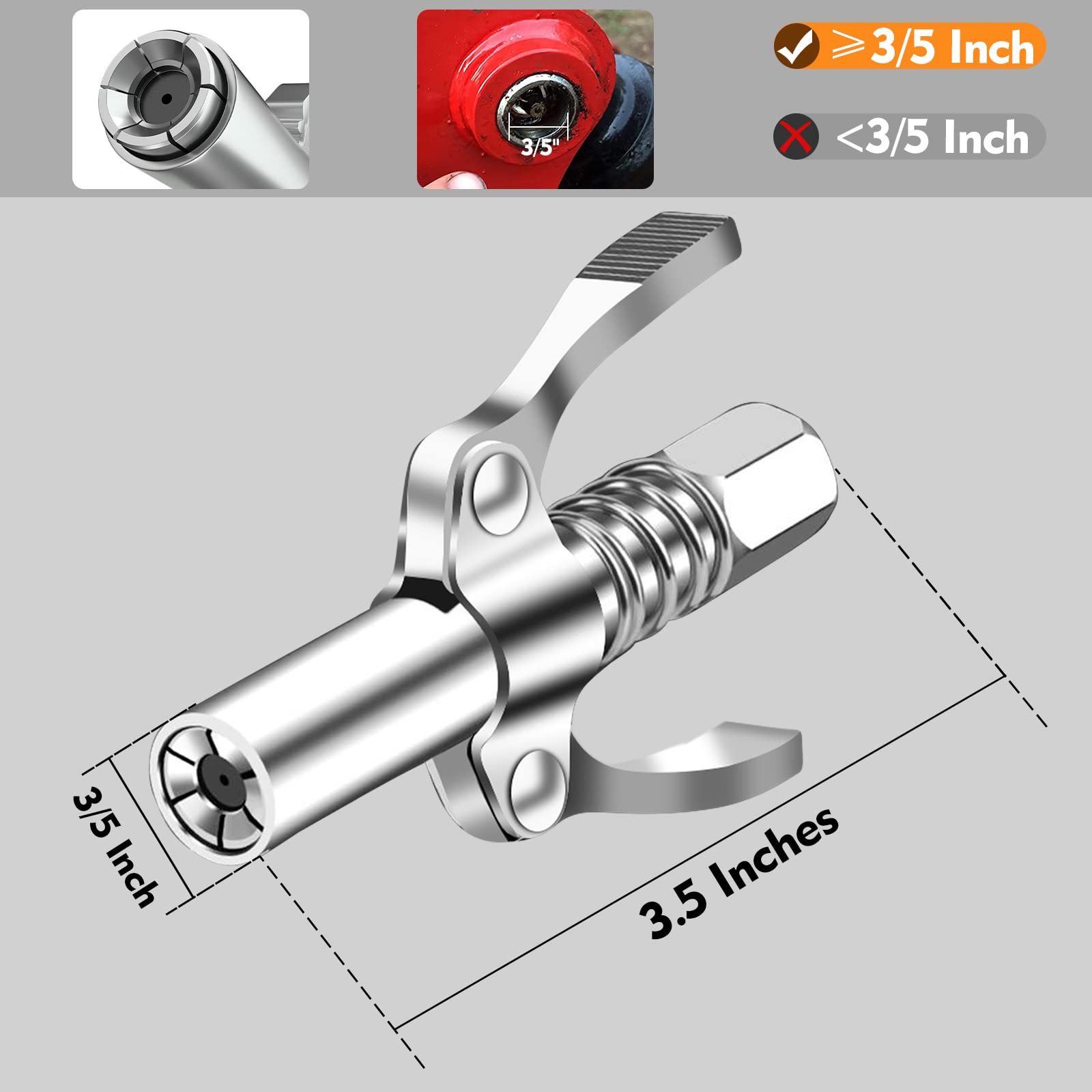 Strong Lock on Grease Couplers with Spring Flex Hose