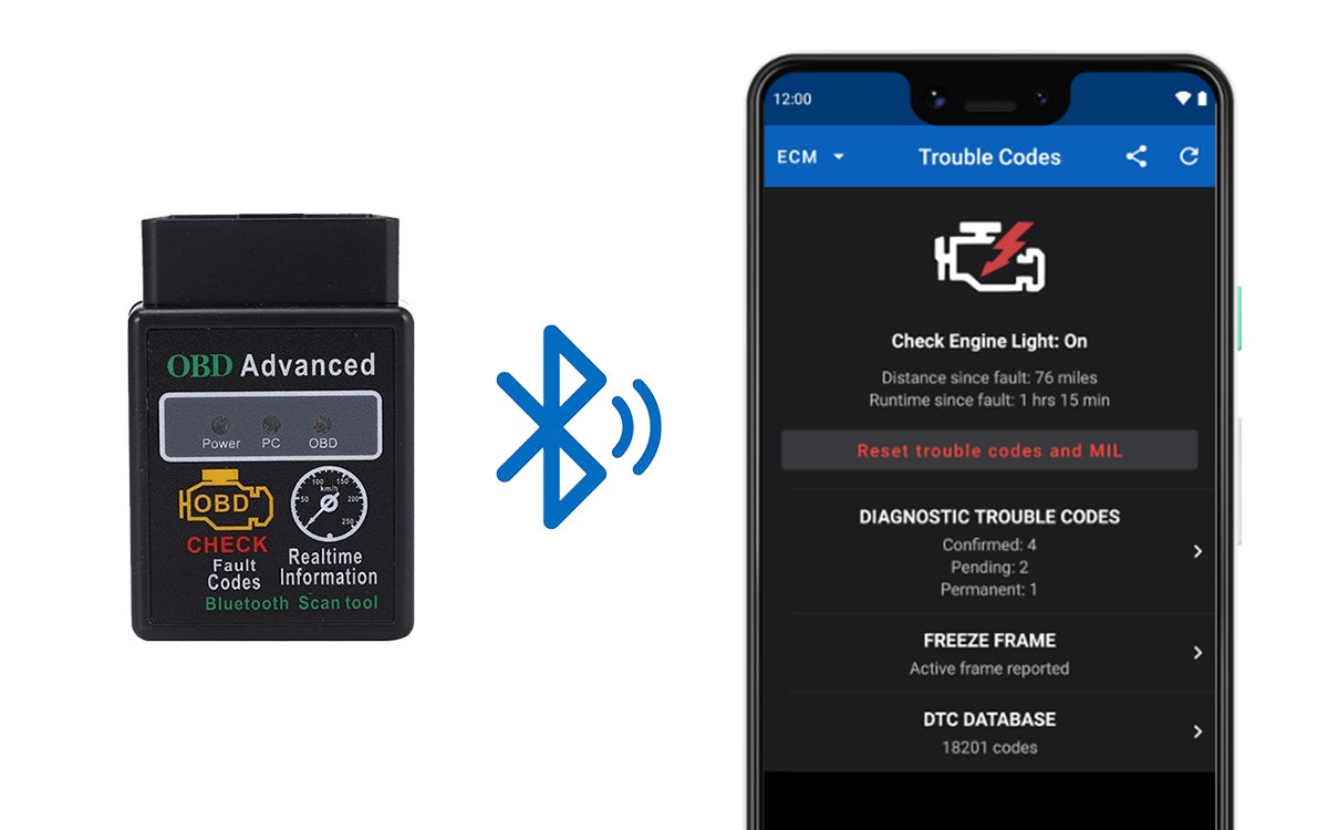 Bluetooth 5.1V2.1 car fault diagnosis instrument.