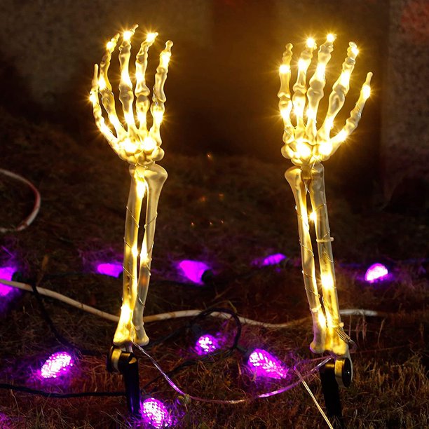 Halloween Decorations Lighted Skeleton Arm Stakes Lights