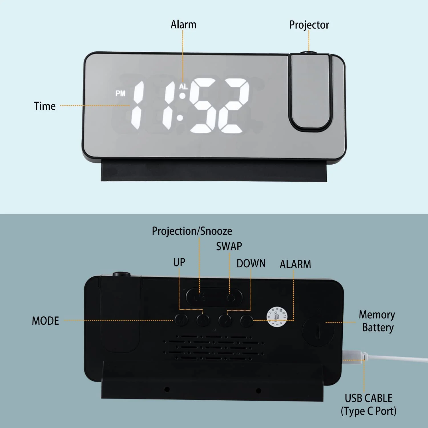 🔥LAST DAY 50% OFF🔥Mirror Projection Alarm Clock