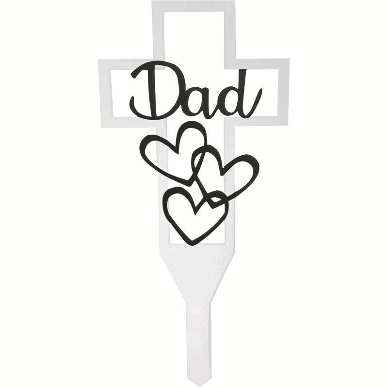 Metal Hollow Cross Stake Relatives Cemetery Ornament