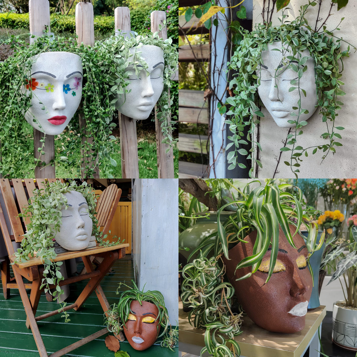 Face Planter Pot Head Planter for Wall Decor Resin Wall