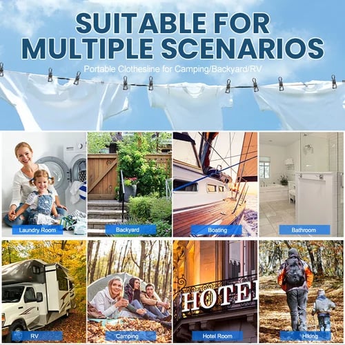 🔥Portable Clothesline for Camping/Backyard/RV