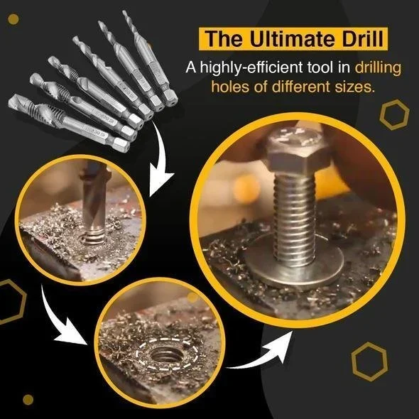 Thread Tap Drill Bits 6Pcs Set 