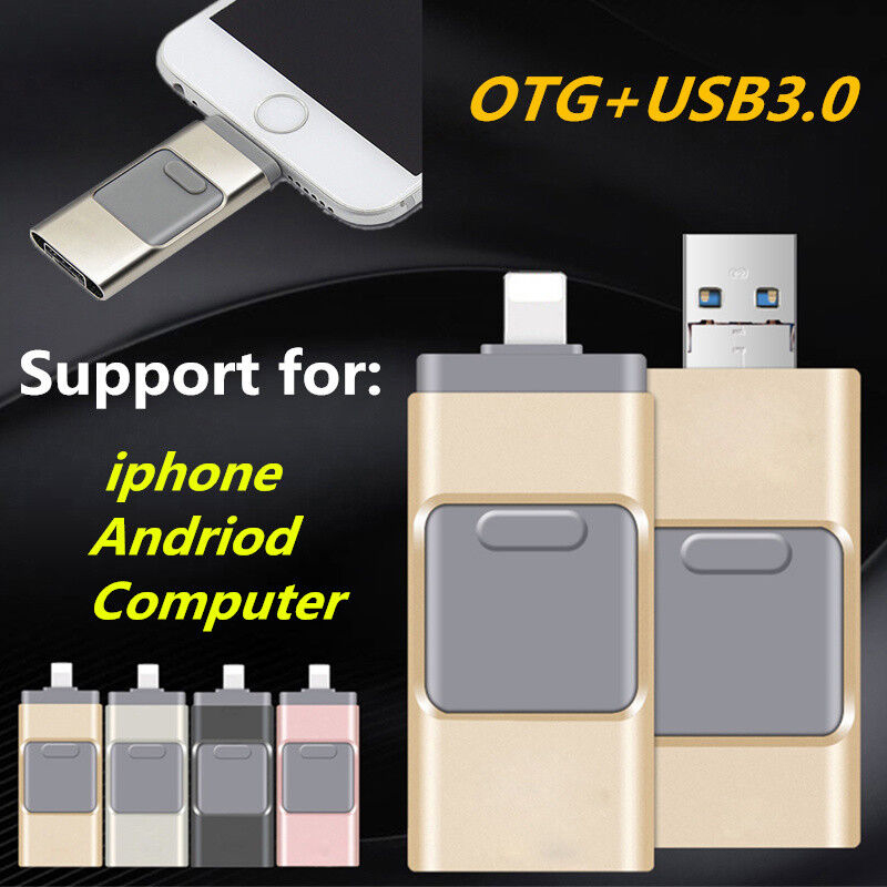 512GB i Flash Drive USB Memory Stick U Disk 3 in 1 For Android IOS iPhone PC LOT