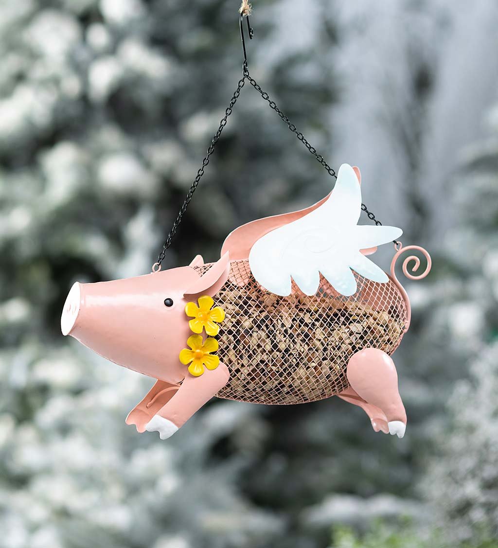 Flying Pig Mesh Bird Feeder