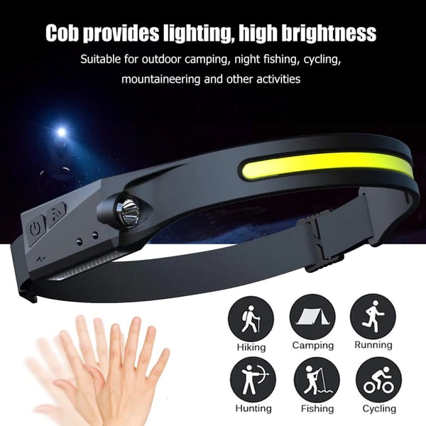 【🔥Hot Sale 】COB LED Headlamp Sensor Headlight USB Rechargeable Head Lamp -5 Lighting Modes