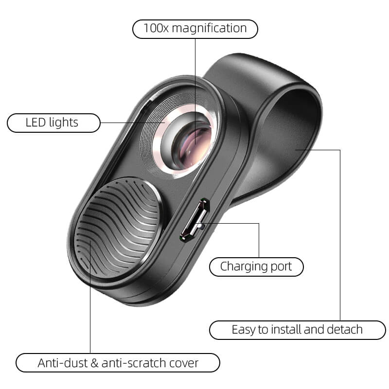 Mobile LED 100X Microscope Lens