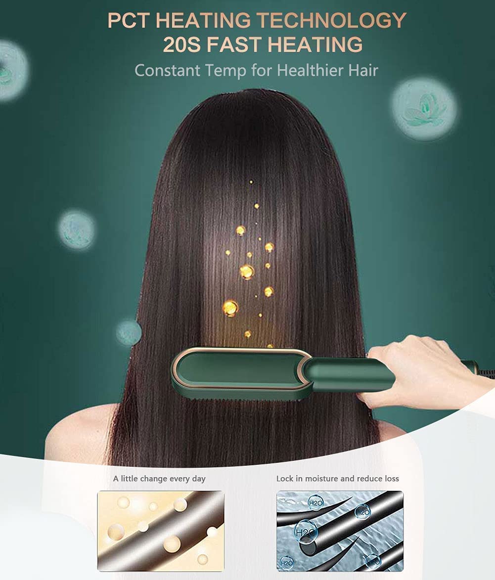 Hair Straightener Styling Brush with Negative Ions