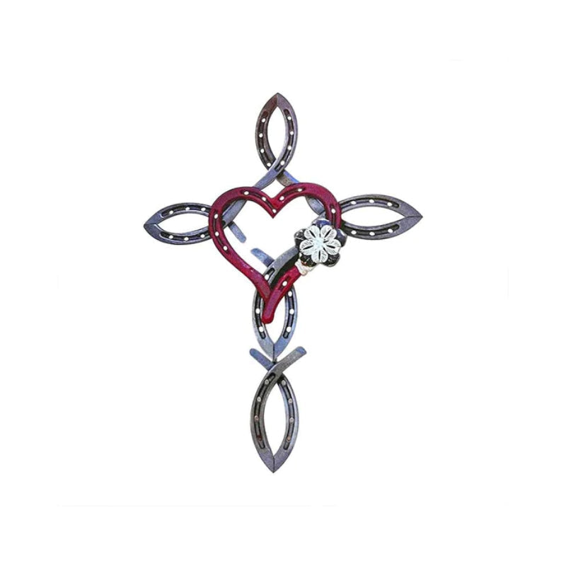 Natural horseshoe cross with heart