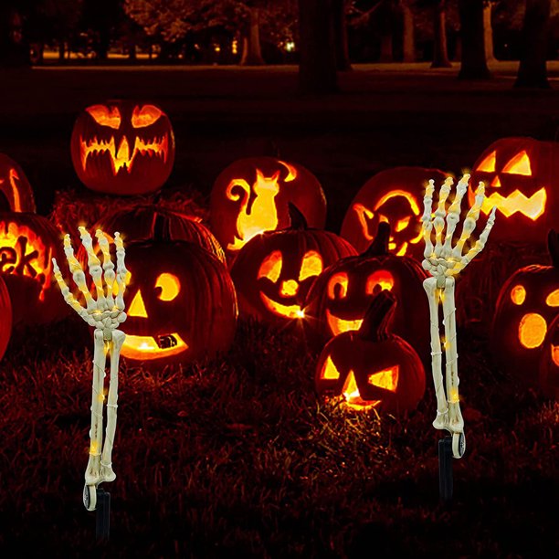 Halloween Decorations Lighted Skeleton Arm Stakes Lights