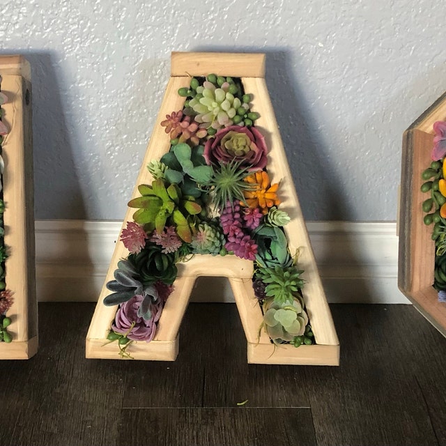 Wooden Letter Shaped Wall Hanging Planter-A To Z