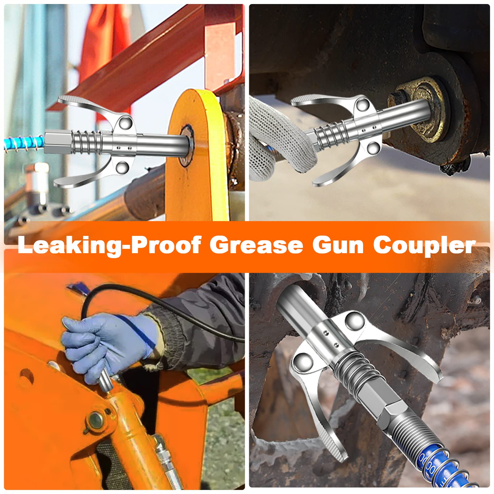 Strong Lock on Grease Couplers with Spring Flex Hose