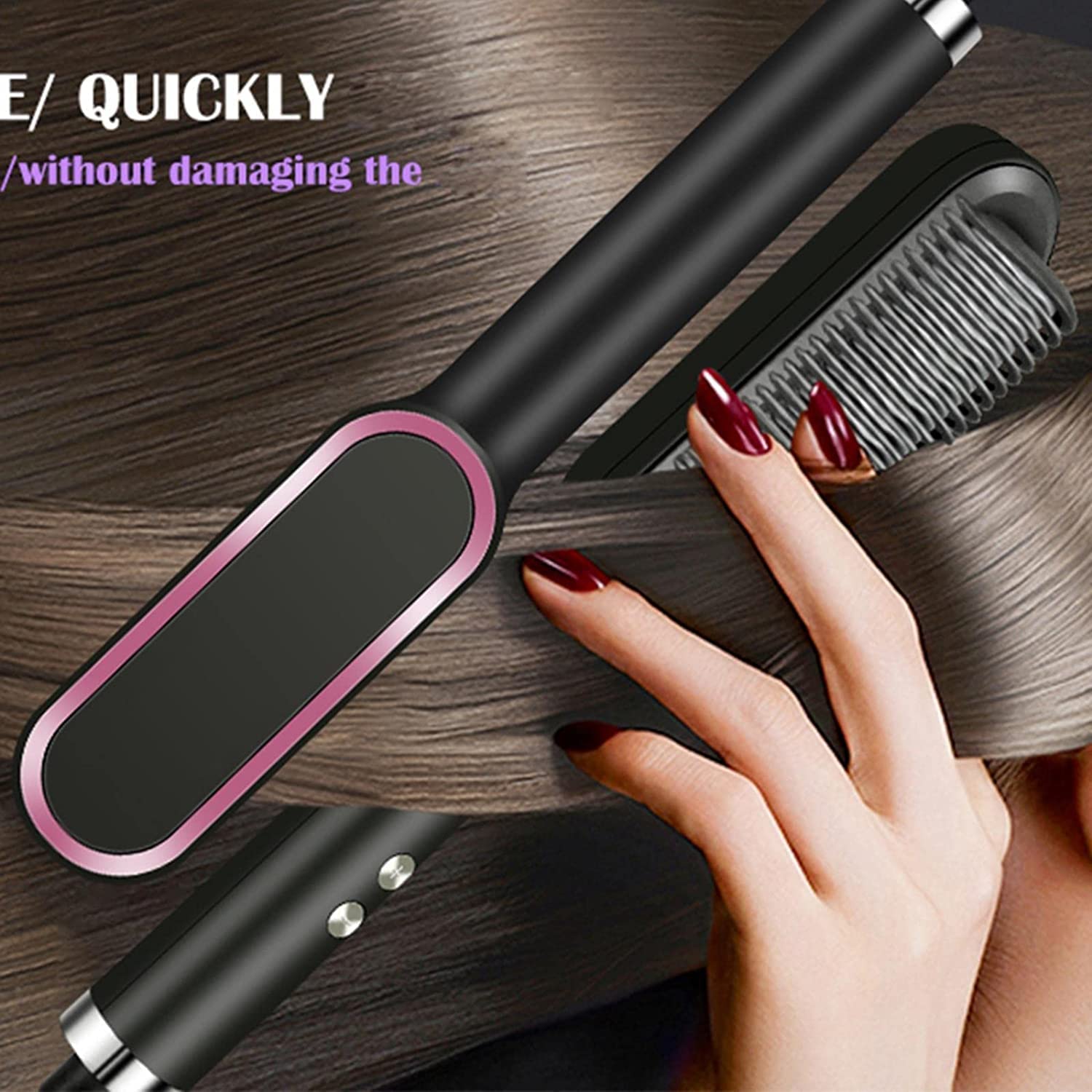 Hair Straightener Styling Brush with Negative Ions