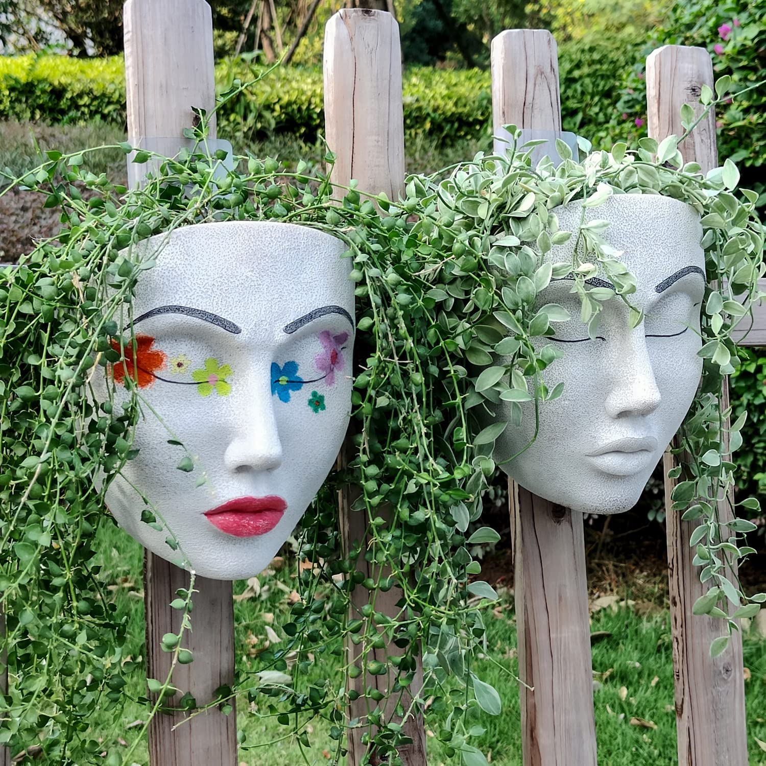 Face Planter Pot Head Planter for Wall Decor Resin Wall