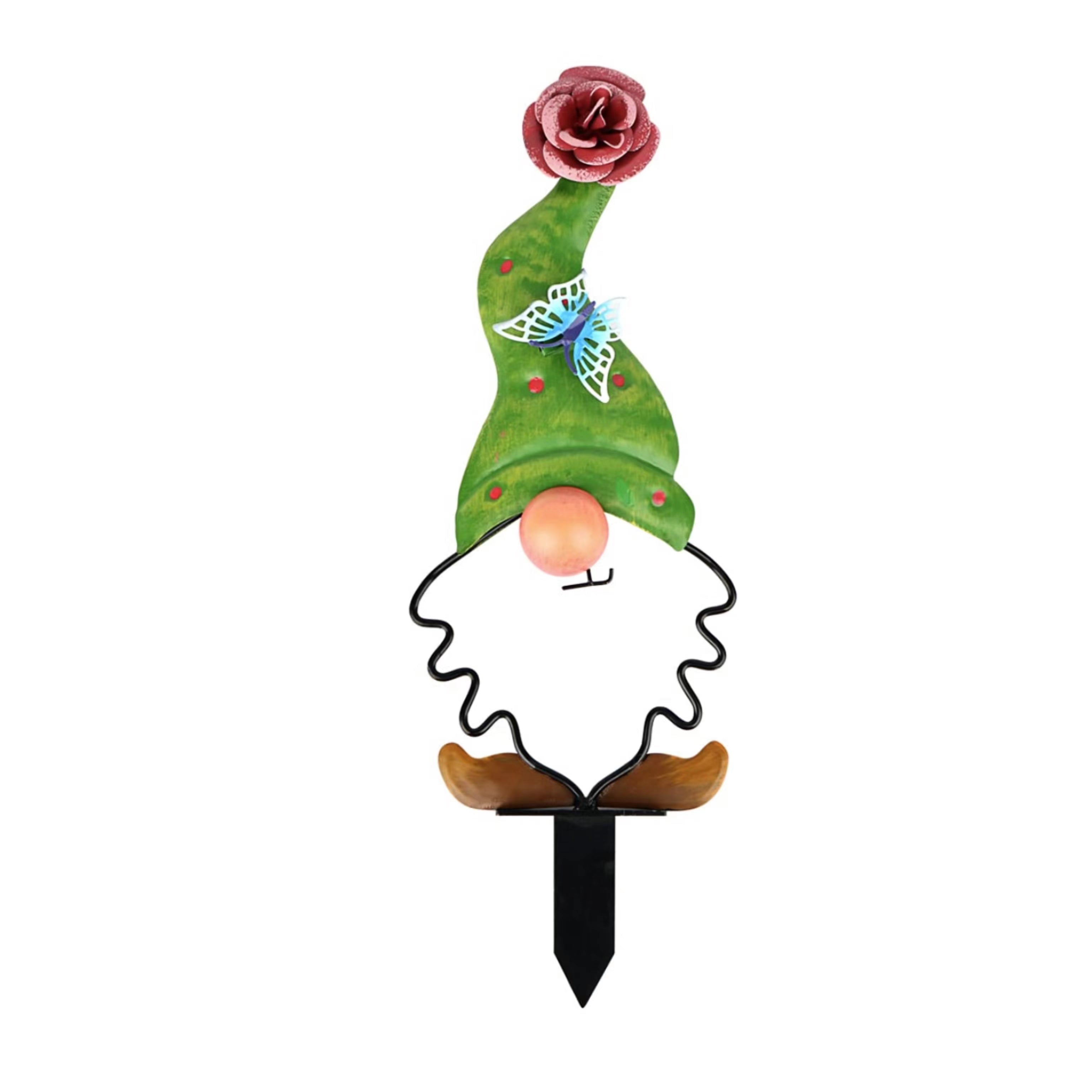 Garden Gnome Stake Metal Yard Decor