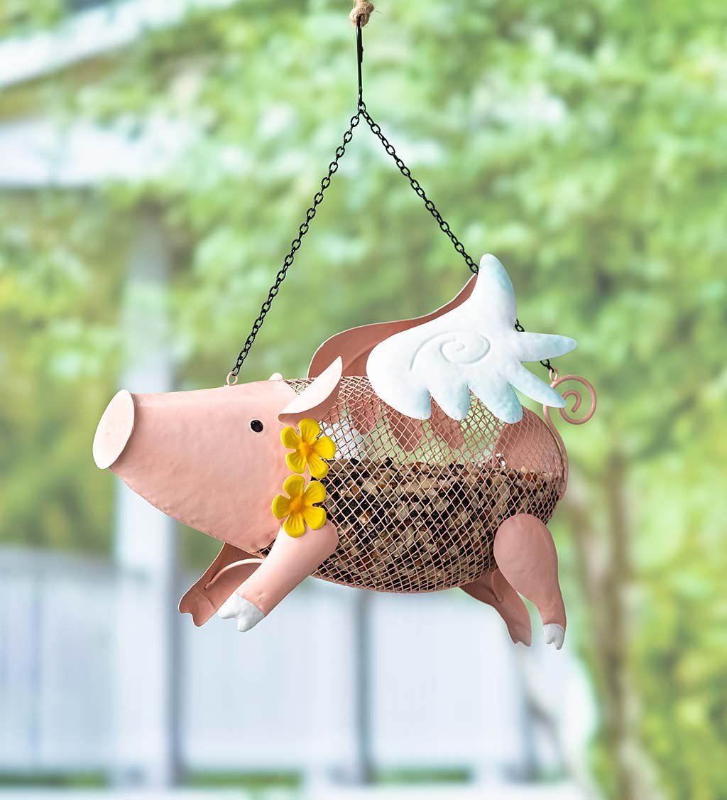 Flying Pig Mesh Bird Feeder