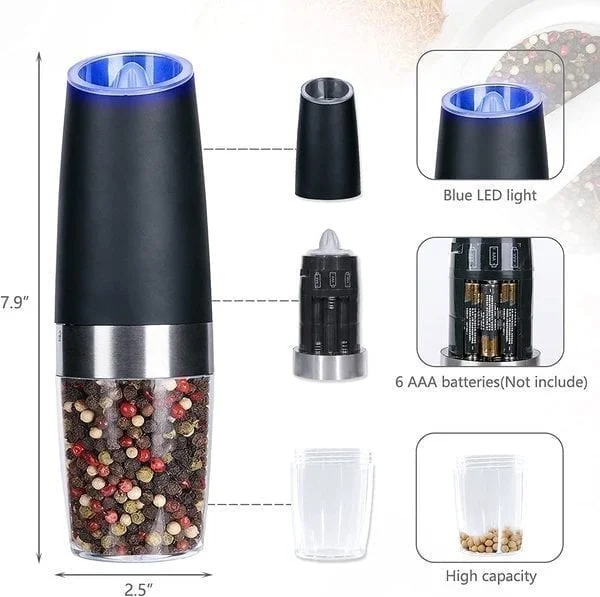 🔥Hot Sale 50% OFF - Automatic Electric Gravity Induction Salt & Pepper Grinder