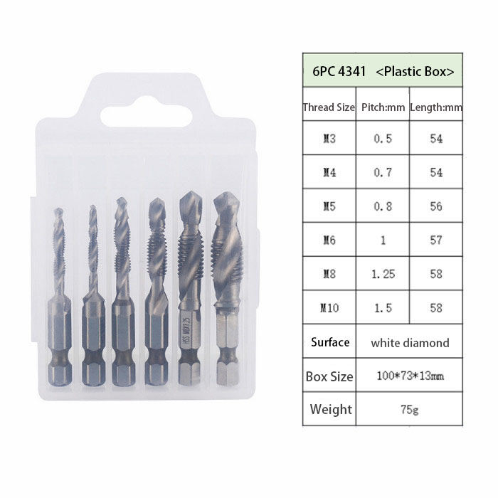 Thread Tap Drill Bits 6Pcs Set