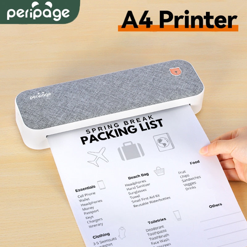  A4 Paper Printer Portable PeriPage A4 Paper USB Bluetooth Wireless Thermal Transfer Printer Support Mobile Smartphone Android Printer