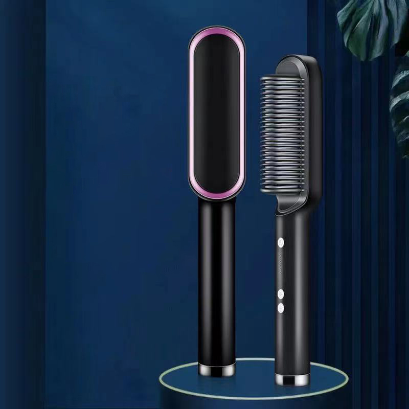 Hair Straightener Styling Brush with Negative Ions