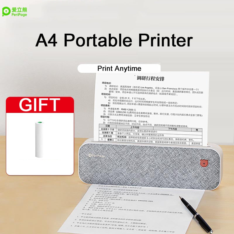  A4 Paper Printer Portable PeriPage A4 Paper USB Bluetooth Wireless Thermal Transfer Printer Support Mobile Smartphone Android Printer