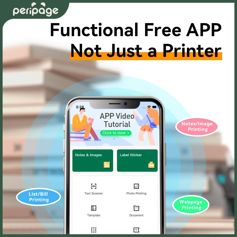  A4 Paper Printer Portable PeriPage A4 Paper USB Bluetooth Wireless Thermal Transfer Printer Support Mobile Smartphone Android Printer