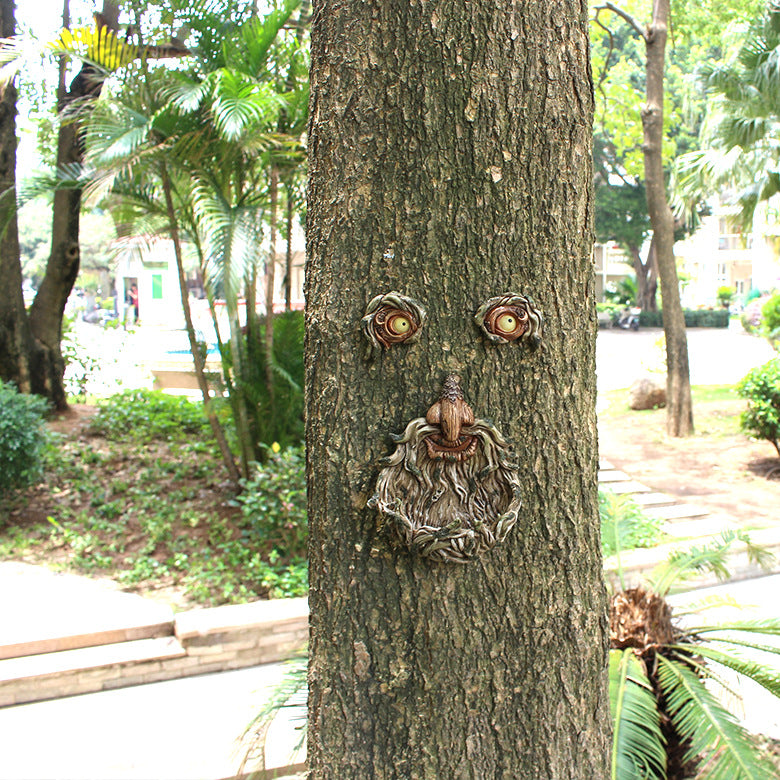 Beard Old Man Faces Bird Feeder