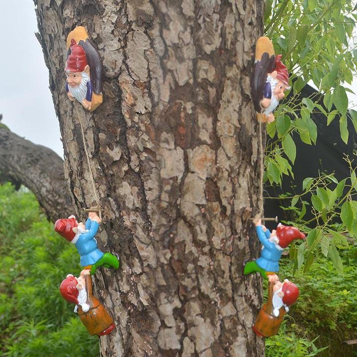 Garden Ornaments-Gnomes Climbing on the Tree